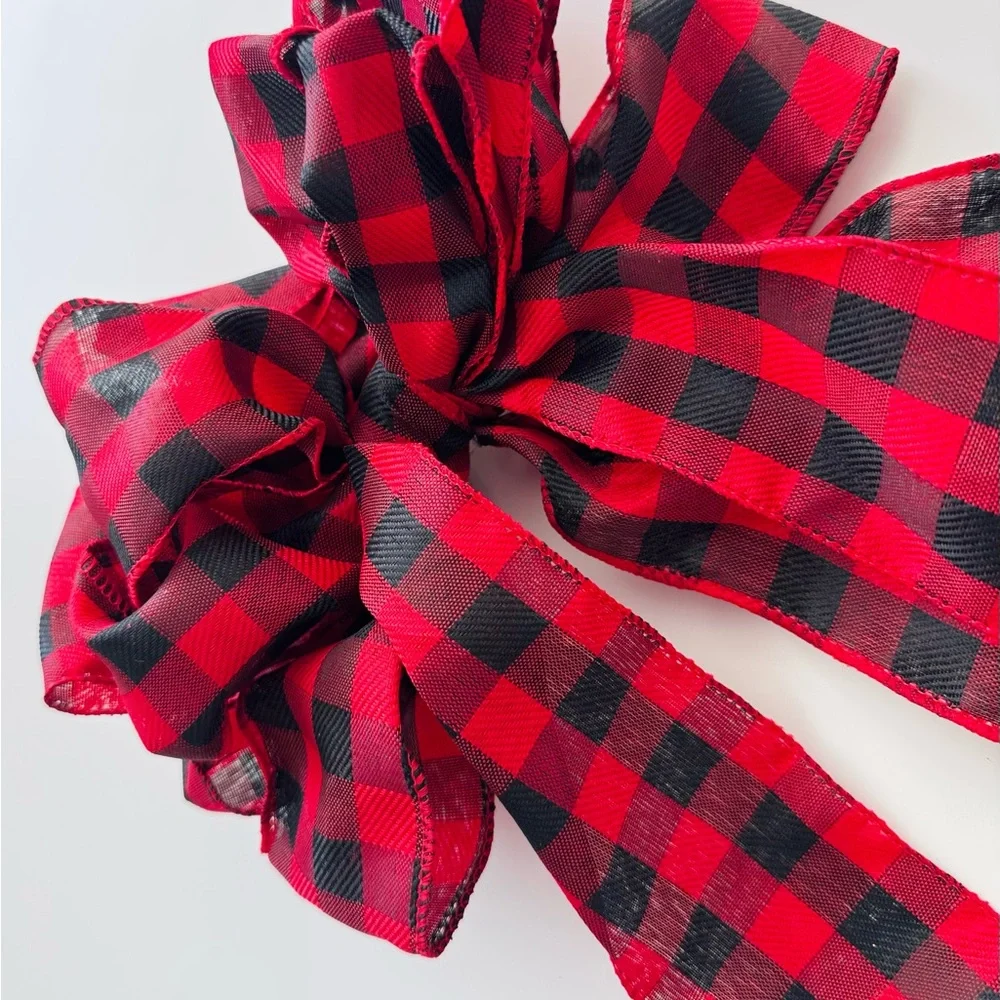 21” Buffalo Check Rustic Plaid Red & Black Craft Bow